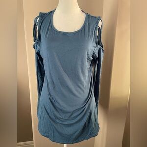 Women's Blue Cold Shoulder Top, Medium, P2P 20” NWT